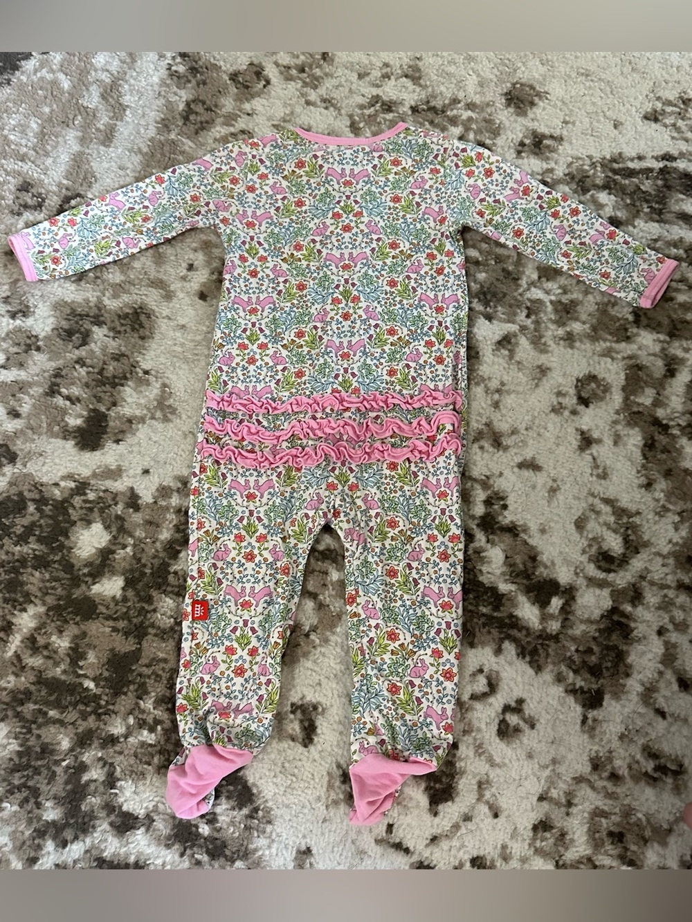 Magnetic Me Pink Floral Ruffle Footed One-Piece